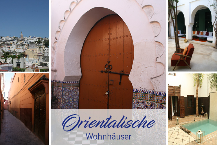 Orientalische Wohnhäuser mit wuchtigen Türen und aufwendigem Dekor